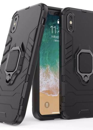 Чохол ring case для apple iphone xs max броньований бампер з кільцем чорний