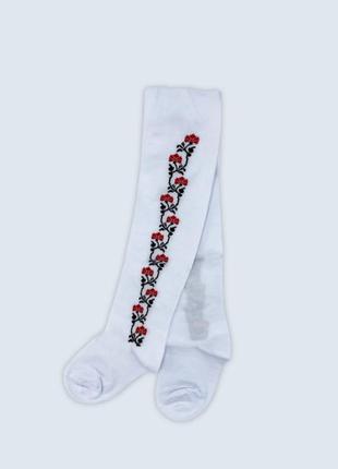 Колготи білі з вишивкою колготы колготки белие