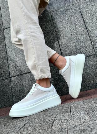 Кроссовки женские комбинированные (кожа+замша)