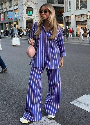 Бавовняний костюм у смужку zara