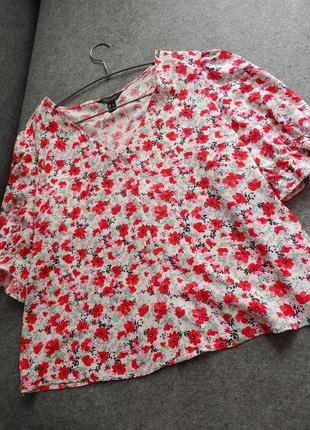 Женственная блуза с цветочным принтом 50-52 размера6 фото