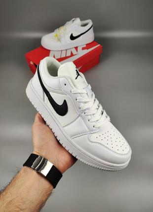 Nike air jordan 1 low white university1 фото