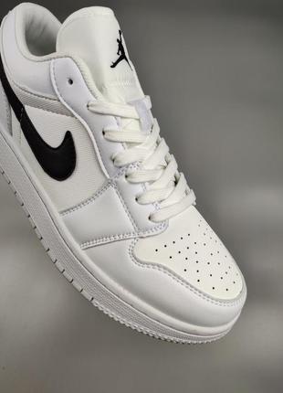 Nike air jordan 1 low white university4 фото