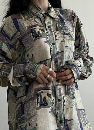 Шелковая винтажная рубашка с длинным рукавом