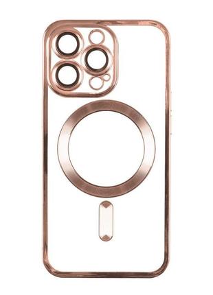 Чехол tpu metallic full camera magsafe apple iphone 15 pro max rose gold