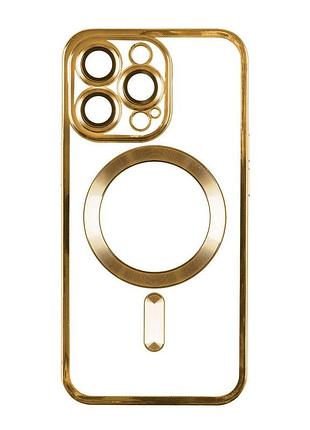 Чехол tpu metallic full camera magsafe apple iphone 15 pro max gold