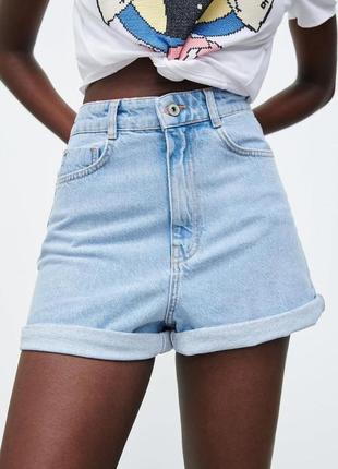 Шорты мом джинсовые светлые zara
