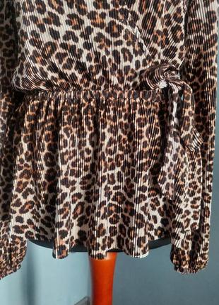 Брендовая блуза туника плиссе оригинального кроя. леопардовый принт тренд 2024