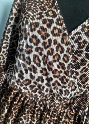 Брендовая блуза туника плиссе оригинального кроя. леопардовый принт тренд 2024