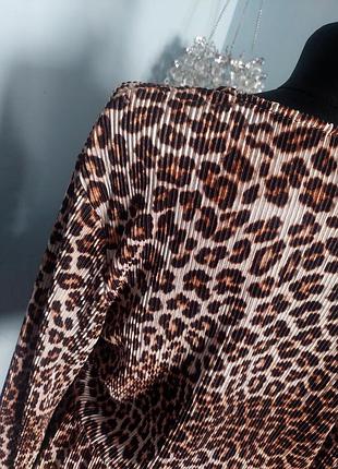Брендовая блуза туника плиссе оригинального кроя. леопардовый принт тренд 2024