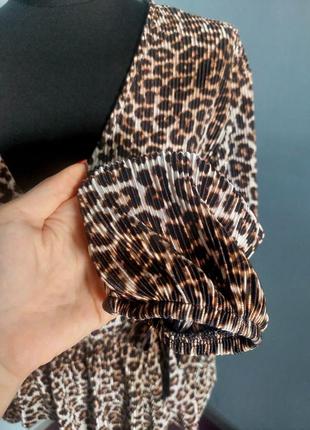 Брендовая блуза туника плиссе оригинального кроя. леопардовый принт тренд 2024