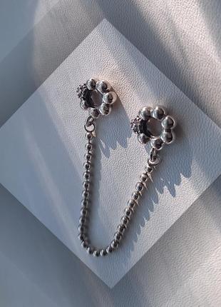 💫 шарм серебро шарики цепочка защитная фианит белый