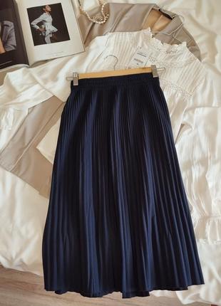 Zara синяя плиссированная юбка меди