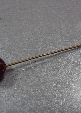Бижутерия брошка булавка брошь янтарь позолота клеймо рс9м длина 7,9 см камень 14,5х14х13 мм №13387