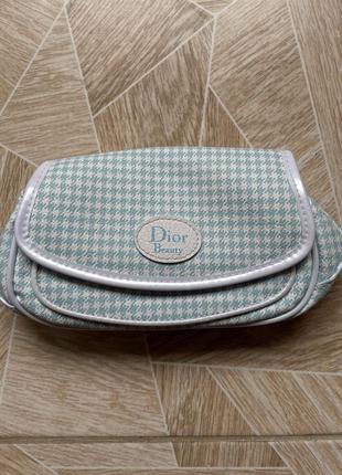 vintage luxury christian dior beauty cd logo cosmetic makeup leather bag 360