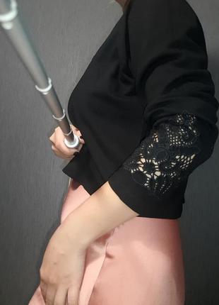 Кроп-топ, текстильный джемпер h&m с ажурными вставками на рукавах l-xl/12-14 размер