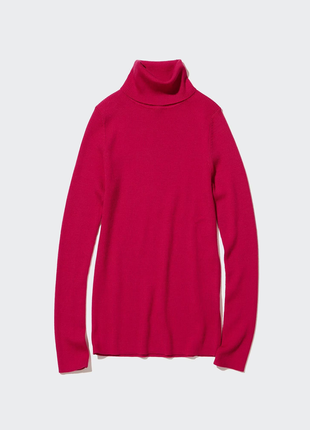 Светр водолазка в рубчик 100% меринос uniqlo
