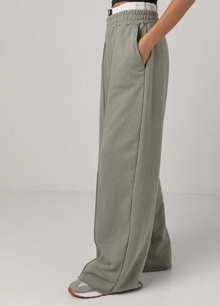 ▪️трикотажні широкі штани з подвійним поясом | 5571