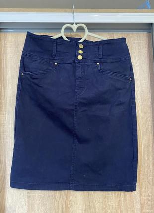 Жіноча спідниця спідничка від flash jeans 1968 джинсова синя середньої довжини бавовняна котонова