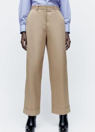 Женские широкие атласные брюки брюки зара zara 1971/1692 фото