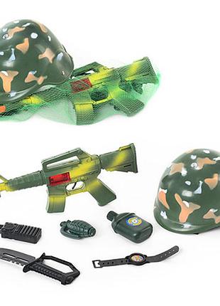 Детский игровой набор военного 8011 каска+ 7 предметов