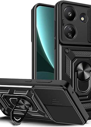 Чохол fiji camera defence для xiaomi redmi 13c бампер із захистом камери та підставкою black