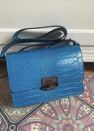 Сумка кроко бірюза кроссбоді vera pelle borse італія италия genuine leather шкіряна шкіра