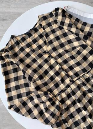 Ярусна сукня міді в клітинку оверсайз плаття сорочка халат6 фото