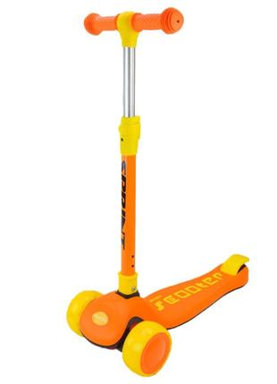 Самокат детский 3-х колесный mini scooter sc2420(orange) светящиеся колеса, оранжевый