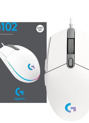Геймерская проводная мышь logitech g102 для пк и ноутбука игровая c подсветкой wh1 (aнaлoг)