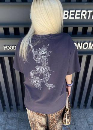 Футболка oversize «змія з квітами»         1005