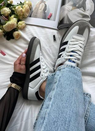 Adidas samba vegan low white black6 фото