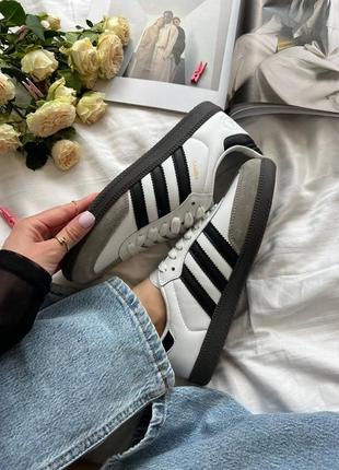 Adidas samba vegan low white black8 фото