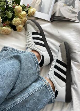 Adidas samba vegan low white black5 фото