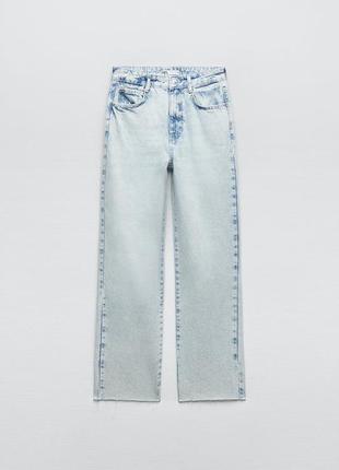 Жіночі блакитні прямі джинси зара zara 6164/1535 фото