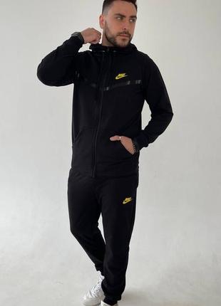 Мужской спортивный костюм на молнии с капюшоном, черный, серый6 фото