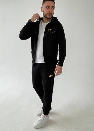 Мужской спортивный костюм на молнии с капюшоном, черный, серый5 фото