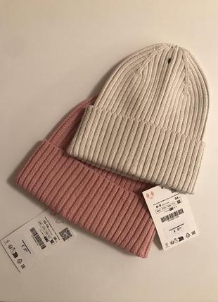Zara, шапка розовая 10-14 р., белая 6-9 р.