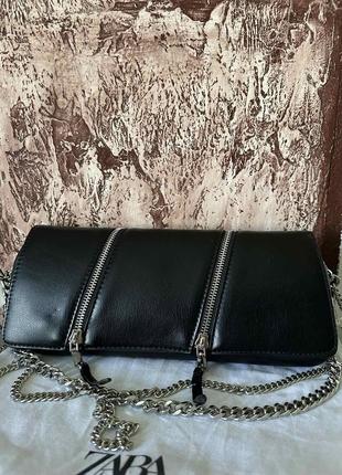 Чорна сумка з клапаном на плече zara4 фото