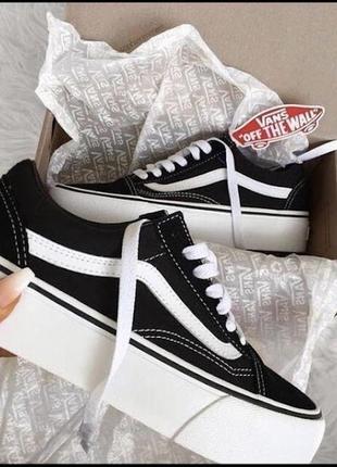 Кеди vans old skool black/white platform