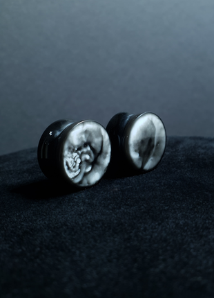 Плаги "mystic marble" 🖤🤍, серьги, тоннели в уши