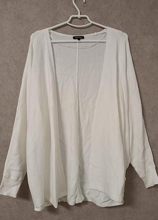 Белый вязаный кардиган в рубчик more&more хлопок