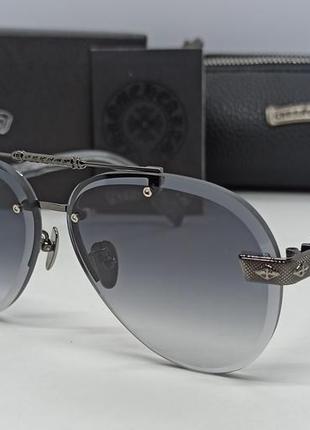 Chrome hearts чоловічі сонцезахисні окуляри краплі сірий градієнт в сріблястому металі