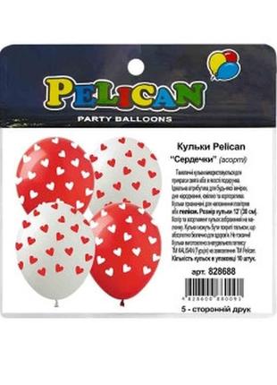 Кульки латексні 12' (30см) "сердечки" асорті 10шт pelican 828688 knz