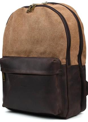 Рюкзак з кінської шкіри та канвасу коричневий tarwa rcс-7273-3md