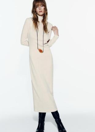 Длинное платье zara soft со сборками платья миди