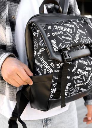 Чоловічий рюкзак принт sambag aura чорний6 фото