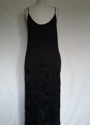 Женское длинное платье жатка, летнее черное плаття, сарафан monki.2 фото