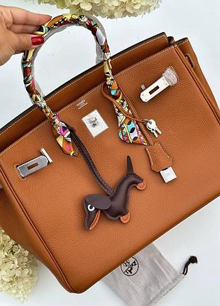 Сумка женская кожаная рыжая шоппер деловая брендовая в стиле birkin 35 см