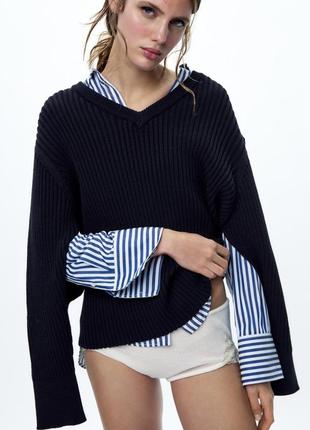 Трикотажный свитер в рубчик zara